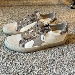 Stylish Beige and Brown Star Sneakers
